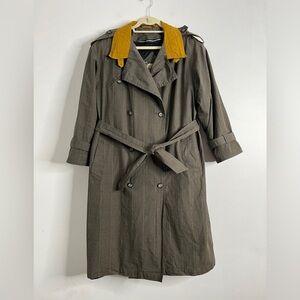 Vintage Fleet Street Glen Plaid Cotton Trench Coat Belted Double Breast Size 14